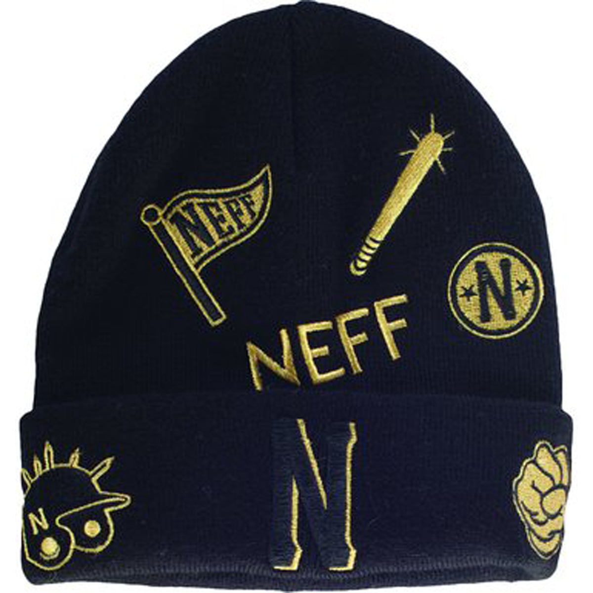 Neff Sportmanship Men's Beanie Hats - Black/Gold Neff Sportmanship Men's Beanie Hats - Black/Gold