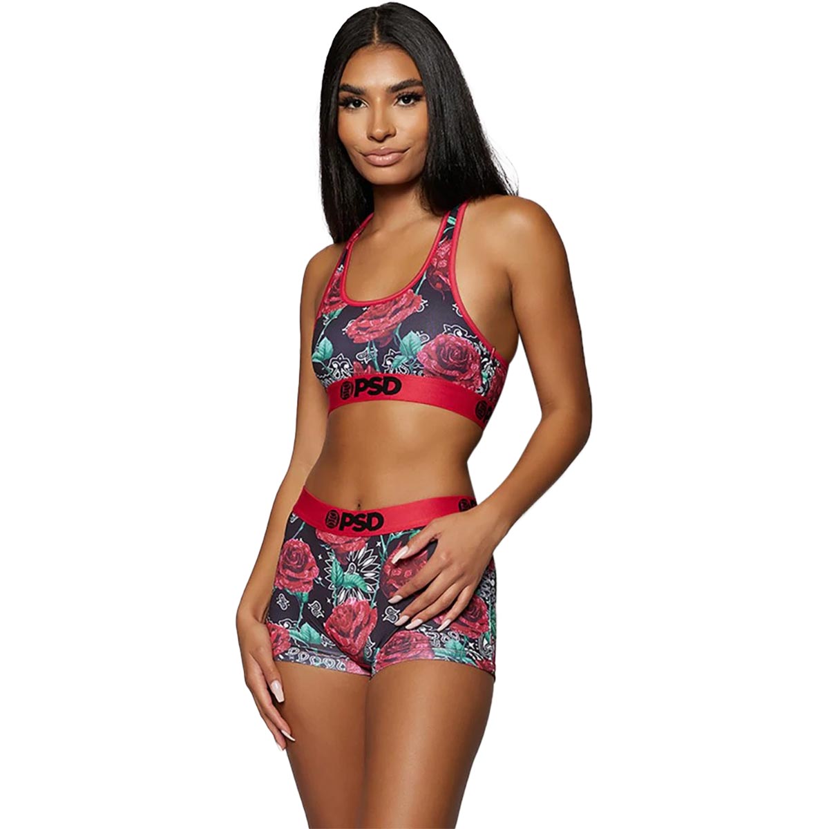 PSD Bandana Roses Sports Bra Women's Top Underwear-3214T1036 PSD Bandana Roses Sports Bra Women's Top Underwear-3214T1036