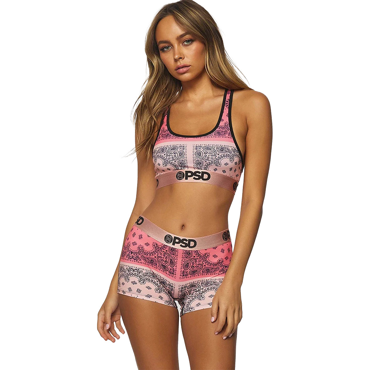 PSD Rose Gold Split Sports Bra Women's Top Underwear-4214T1015 PSD Rose Gold Split Sports Bra Women's Top Underwear-4214T1015