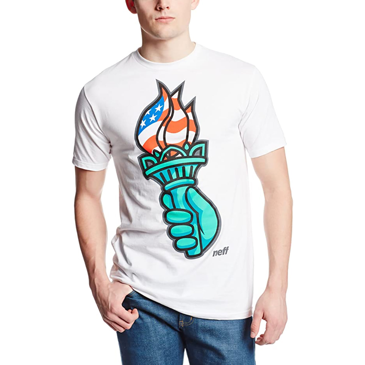 Neff Liberty Hand Men's Short-Sleeve Shirts - White Neff Liberty Hand Men's Short-Sleeve Shirts - White