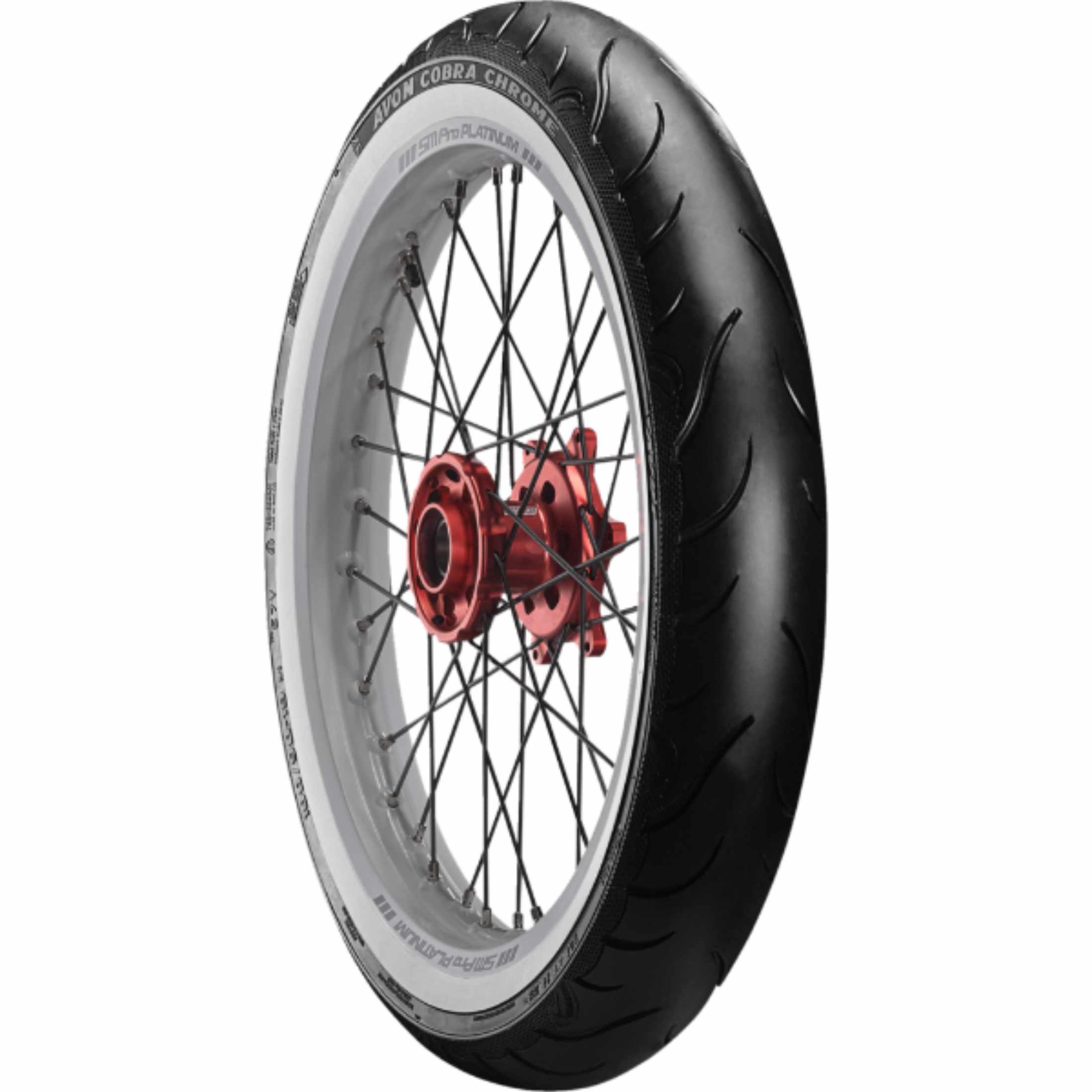 Avon Tyres Cobra Chrome AV91 Reinforced Wide Whitewall 21” Front Cruiser Tires-0305