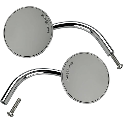 Biltwell Utility Round Side View Mirror Pair w/Perch Mount Motorcycle Accessories