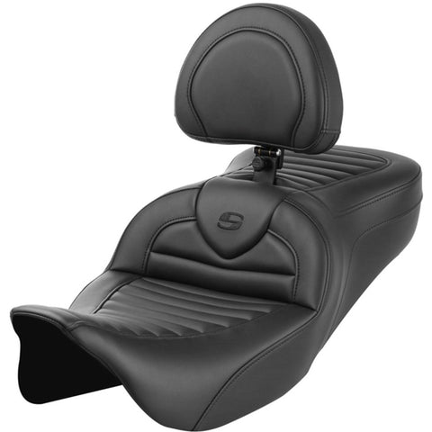 Saddlemen 2008-2024 FLHR, FLHT, FLHX & FLTR Roadsofa TR Seat w/ Drivers Backrest Motorcycle Accessories