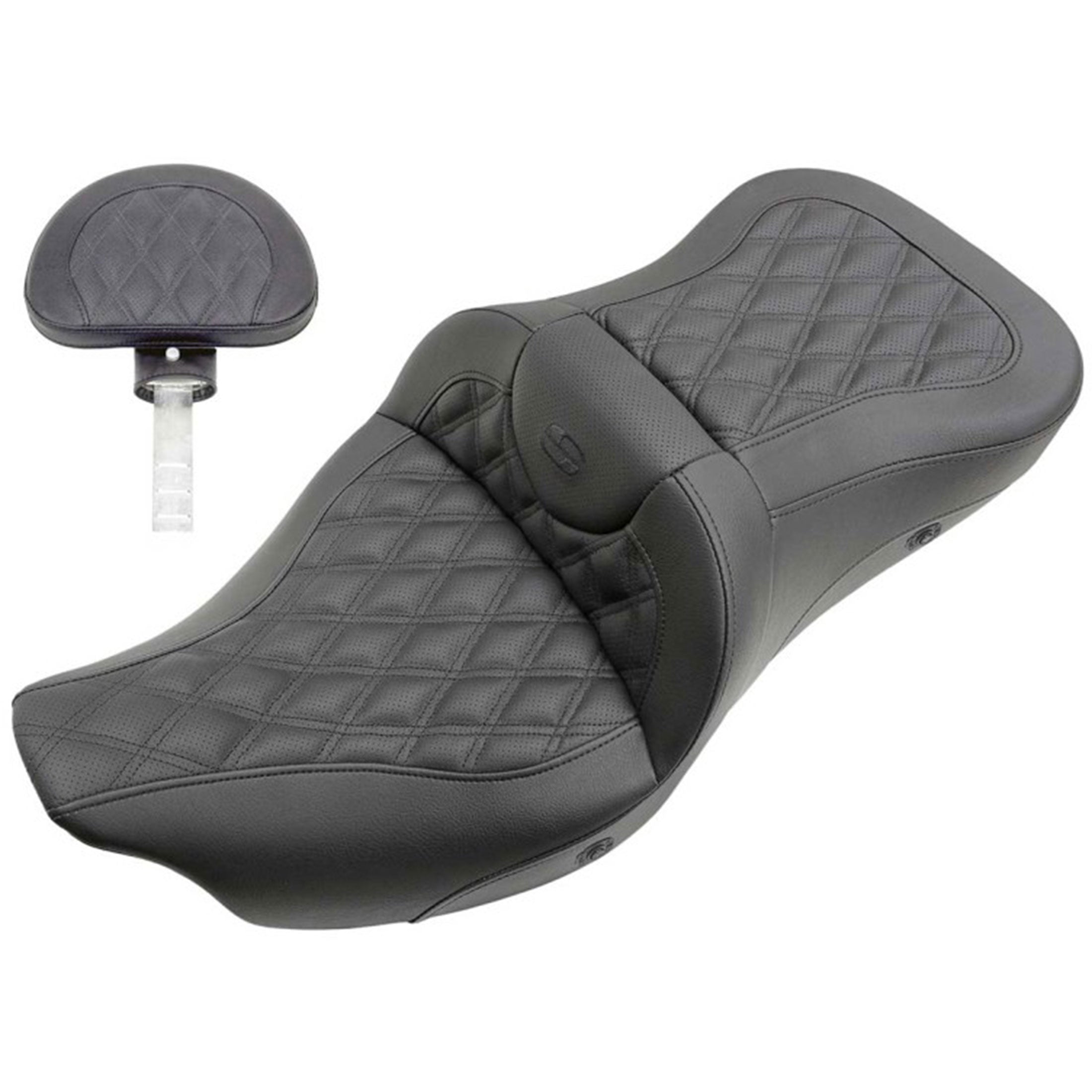 Saddlemen 2009-2025 FLHTCUTG Tri Glide / 2008-2025 FLHR, FLHT, FLHX, FLTR Heated Roadsofa GT LS Seat with Driver's Backrest Motorcycle Accessories-0801