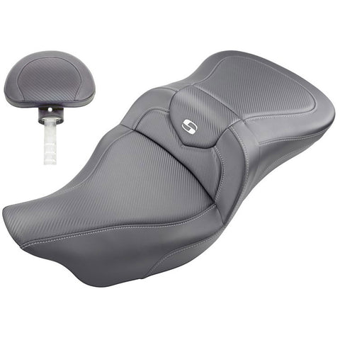 Saddlemen 2008-2024 FLHR, FLHT, FLHX & FLTR Extended Reach Roadsofa CF Seat with Driver's Backrest Motorcycle Accessories2