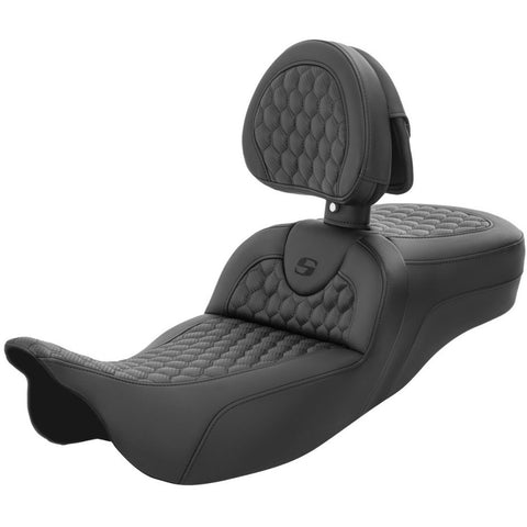 Saddlemen 2008-2024 FLHR, FLHT, FLHX & FLTR Extended Reach Roadsofa HC Seat w/Drivers Backrest Motorcycle Accessories