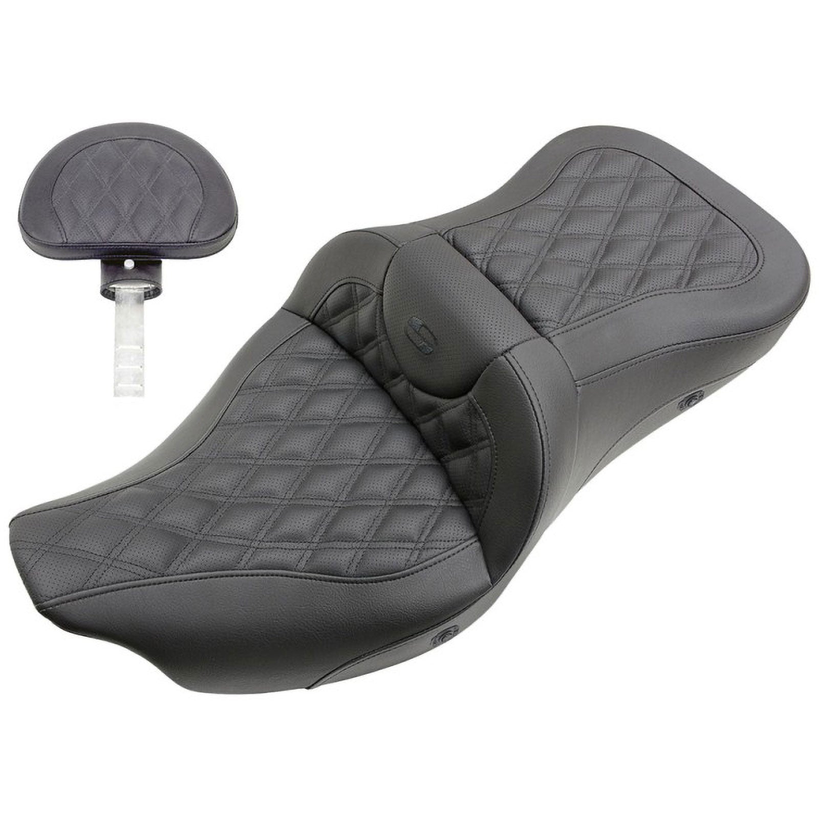 Saddlemen 2008-2024 FLHR, FLHT, FLHX & FLTR Heated Extended Reach Roadsofa LS Seat with Driver's Backrest Motorcycle Accessories-0801