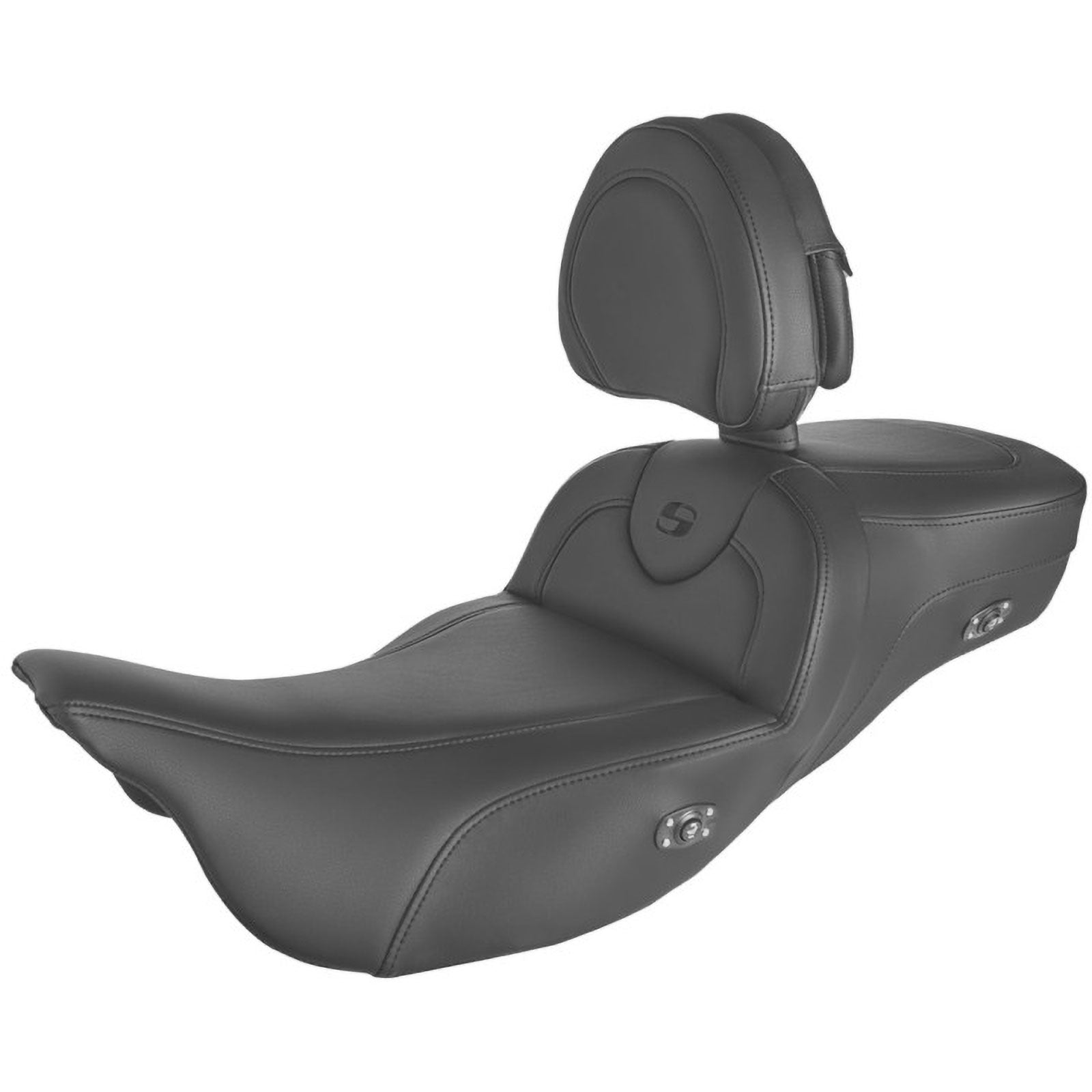 Saddlemen 2008-2024 FLHR, FLHT, FLHX & FLTR Heated RoadSofa Black Ext Reach Seat with Backrest Motorcycle Accessories-0801