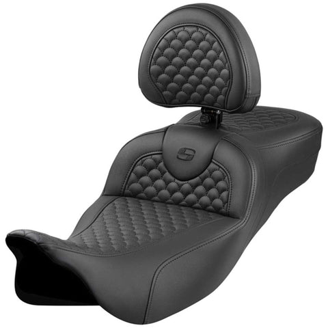 Saddlemen 2008-2024 FLHR, FLHT, FLHX & FLTR Roadsofa DS Ext. Reach Seat w/ Driver's Backrest Motorcycle Accessories