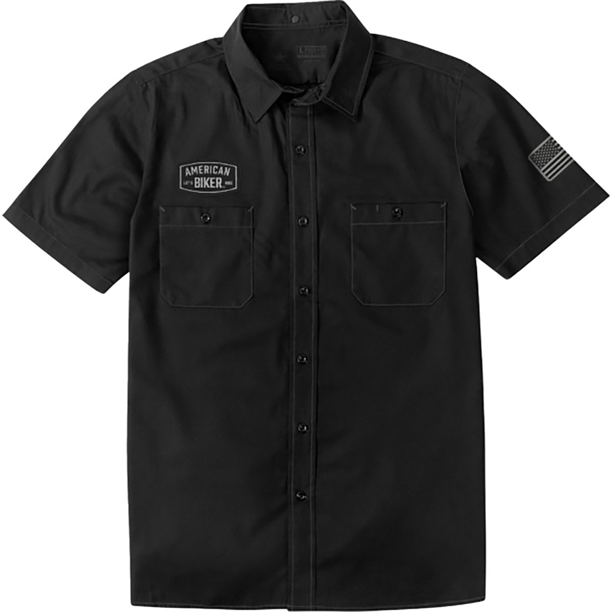 American Biker Sam Contrast Stitch Shop Men's Button Up Short-Sleeve Shirts-3040-3428