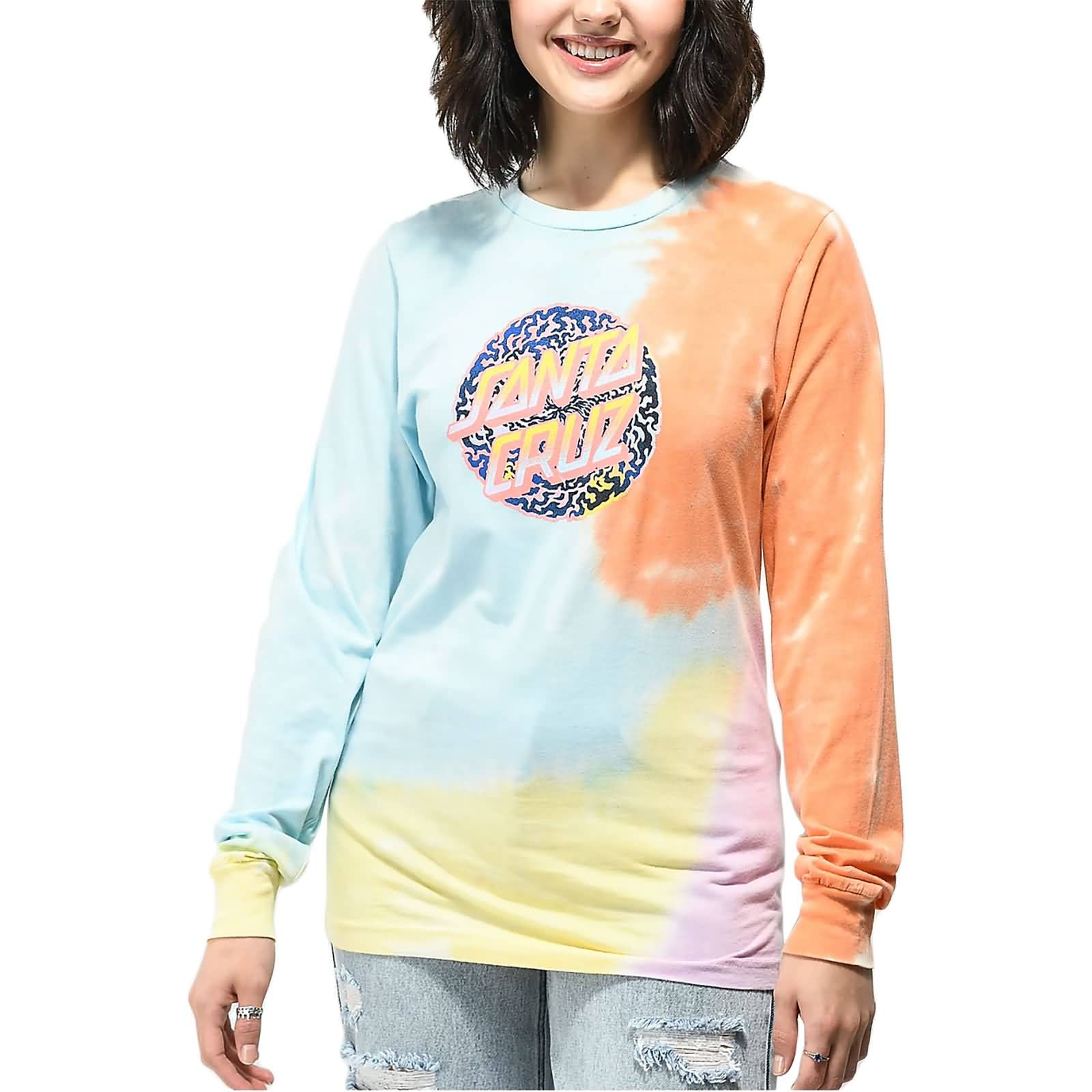 Santa Cruz Obscure Dot Tie Dye Women's Long-Sleeve Shirts-44155252