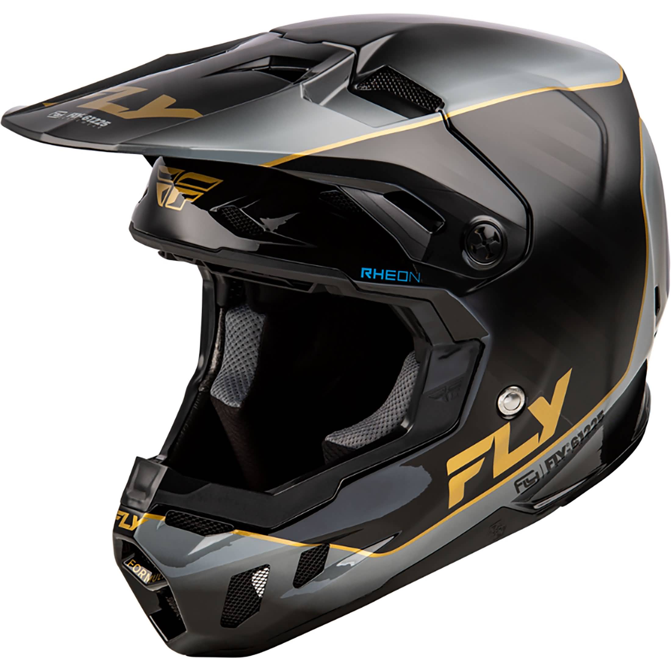 Fly Racing Formula CC Underglow Helmet Black/Grey/Gold Sm