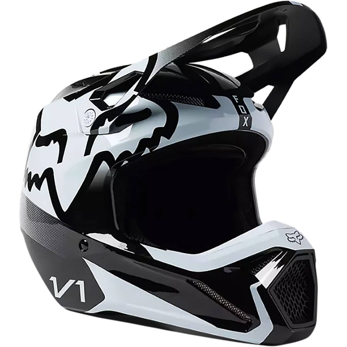 Fox Racing V1 Leed Adult Off Road Helmets Black White Small