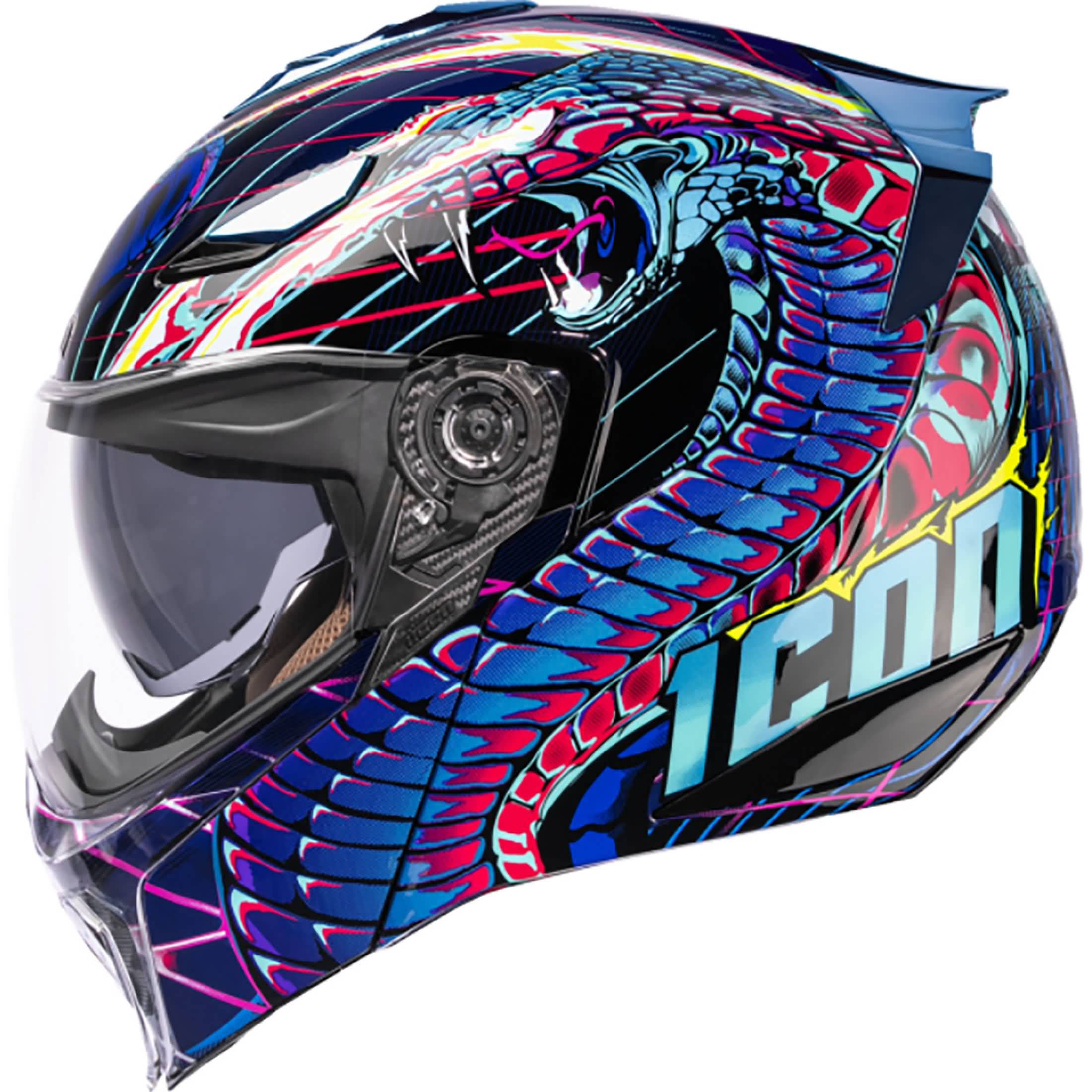 Icon Threshold Modular Synthwave Lazer Cobra Adult Street Helmets ...