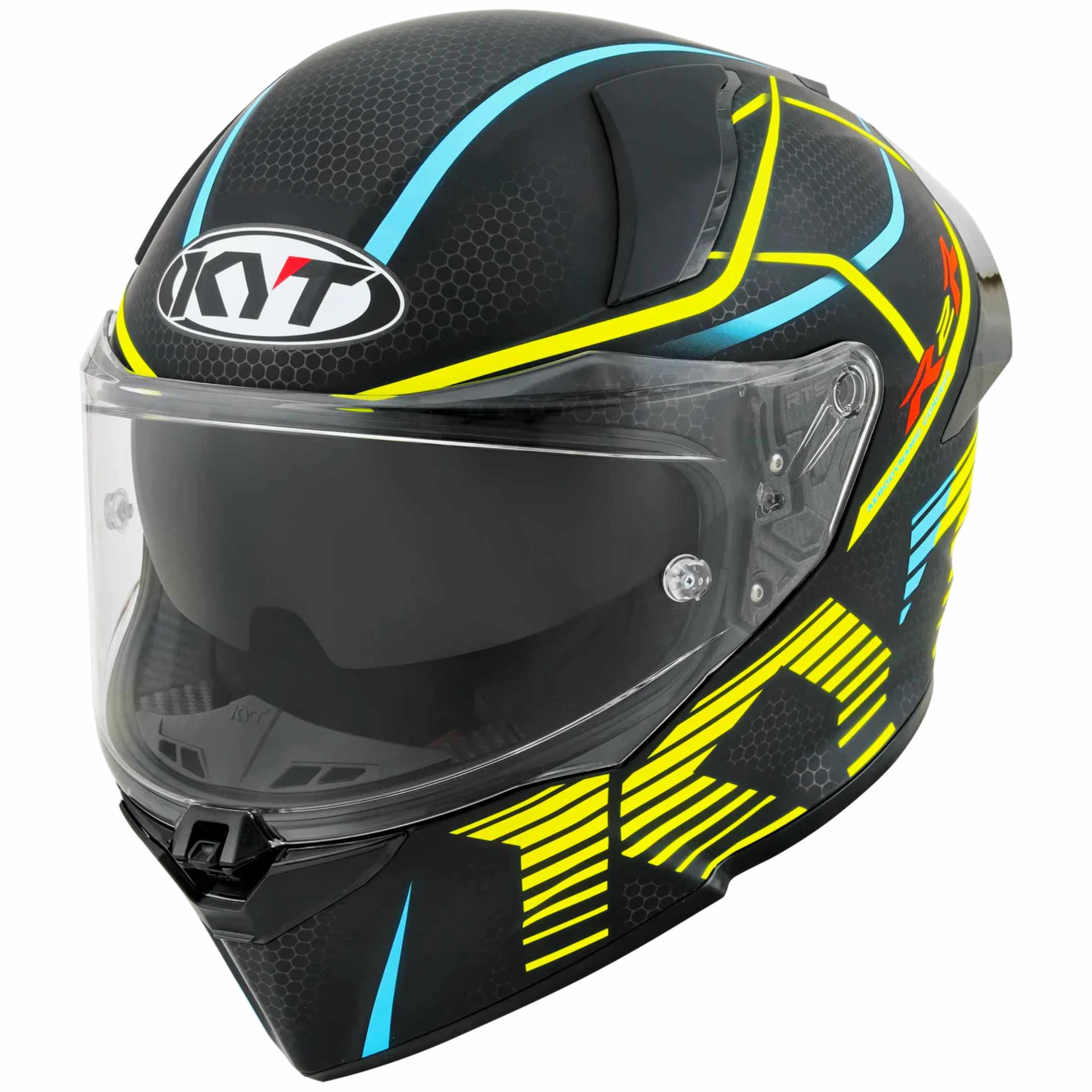 KYT R2R Graphic Concept Adult Street Helmets Matte Blue / Yellow / Large