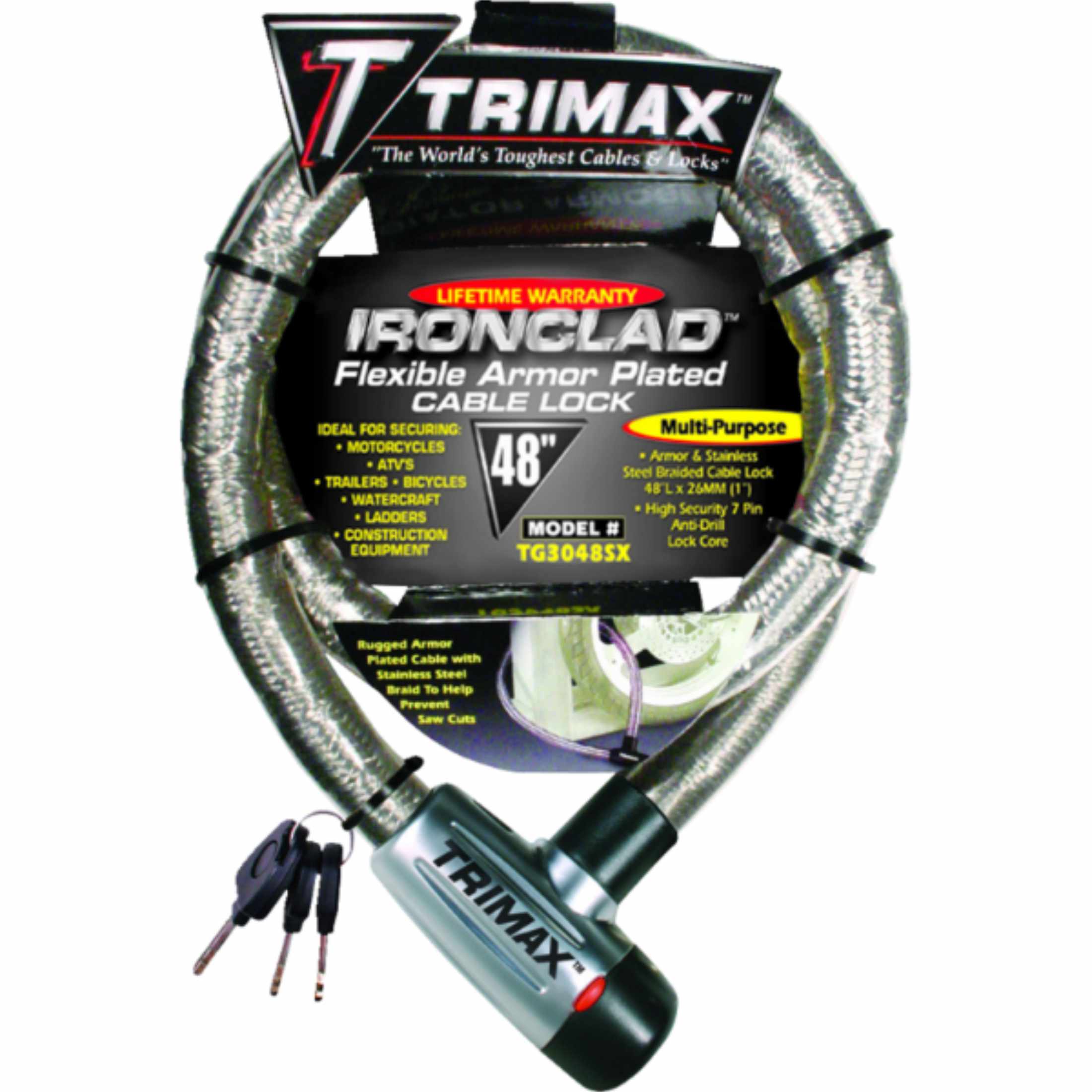 Trimax 48" Gladiator Series Armored Braided Cable Locks-4010