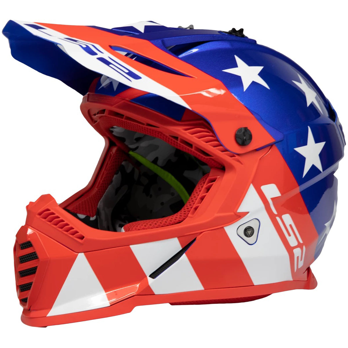 LS2 Gate Stripes Youth Off Road Helmets Red White Blue Small