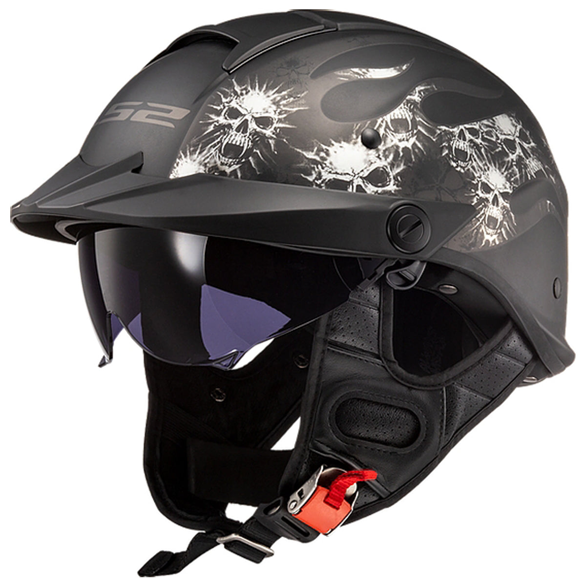 LS2 Rebellion Bones Half Face Adult Cruiser Helmets-590