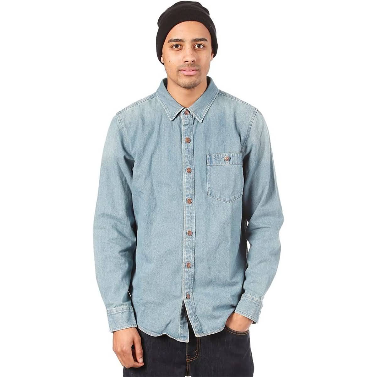 LRG Pacific Crest Denim Men's Button Up Long-Sleeve Shirts-L122005