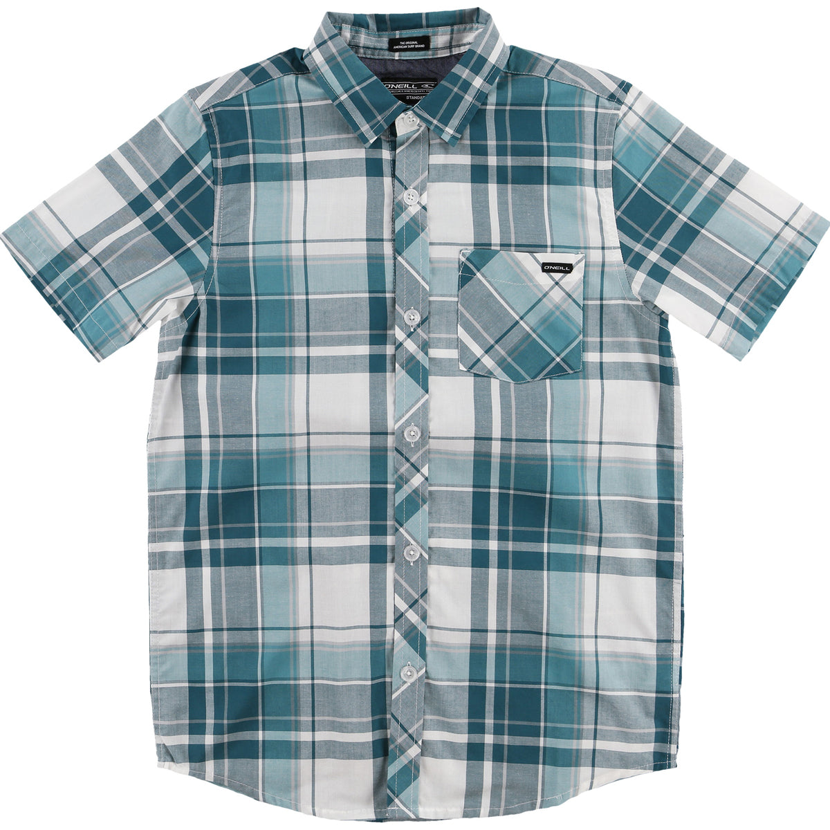 O'Neill Plaid Youth Boys Button Up Short-Sleeve Shirts - Ink
