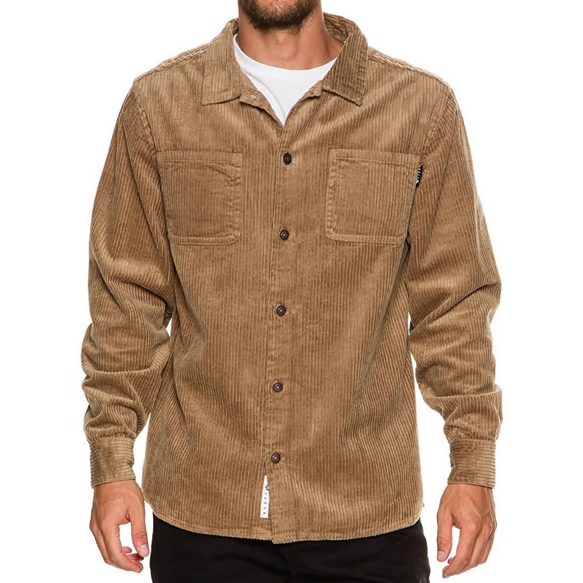 Rusty Buzzed Men's Button Up Long-Sleeve Shirts - Camel